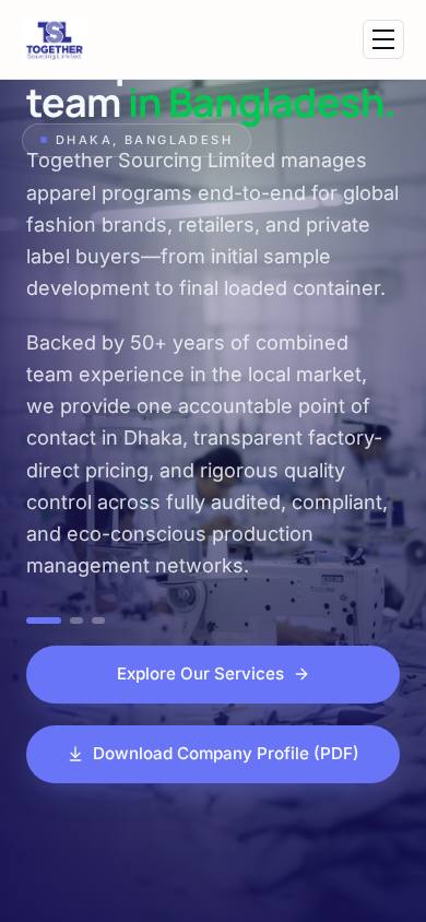 Together Sourcing Limited website on mobile